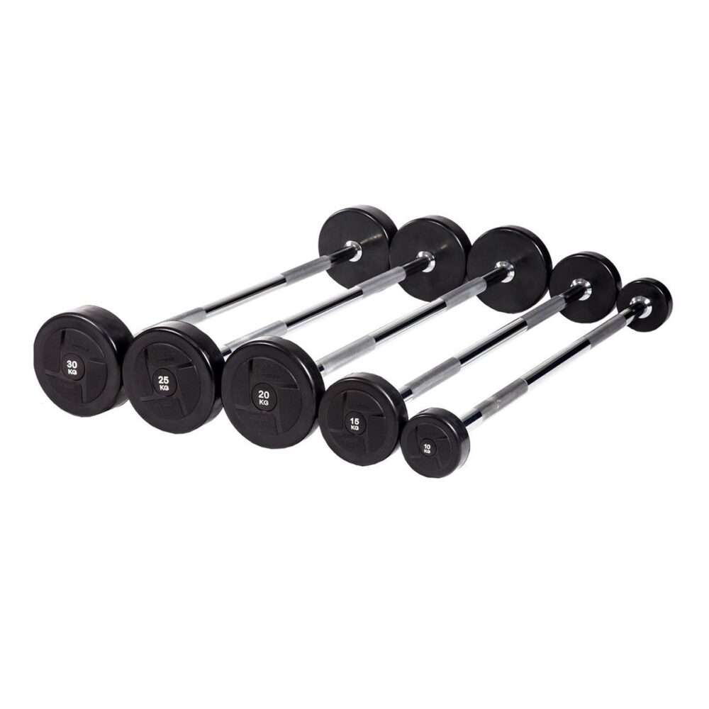 Набор прямых обрезиненных штанг (шаг 5 кг, 5 шт) PROFI-FIT 10-30 кг