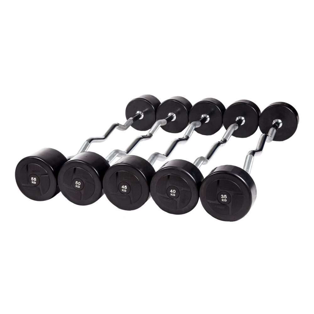 Набор изогнутых обрезиненных штанг (шаг 5 кг, 5 шт) PROFI-FIT 35-55 кг
