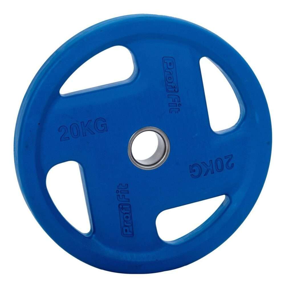 Диск обрезиненный (четыре хвата, цветной) D51 мм PROFI-FIT 20 кг
