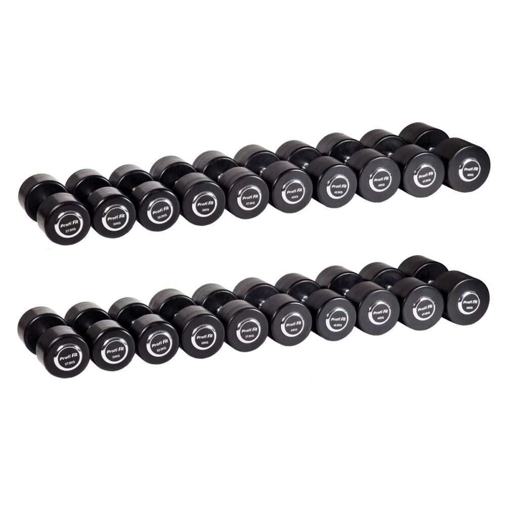 Гантельный ряд профессиональный (шаг 2,5 кг, 10 пар) PROFI-FIT 27,5-50 кг